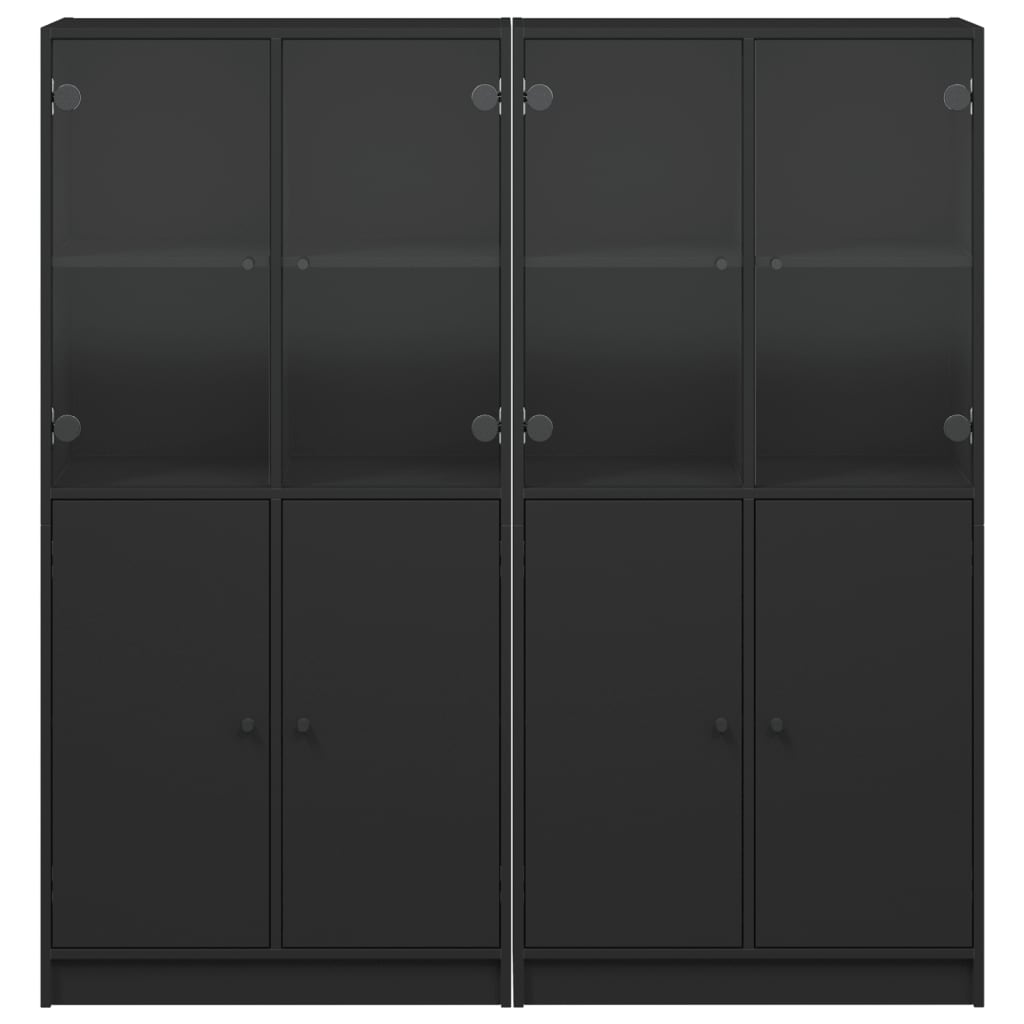vidaXL Bokhylla med dörrar svart 136x37x142 cm konstruerat trä