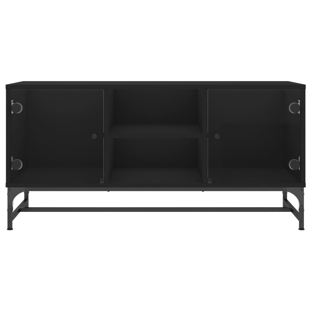vidaXL Tv-bänk med glasdörrar svart 102x37x50 cm