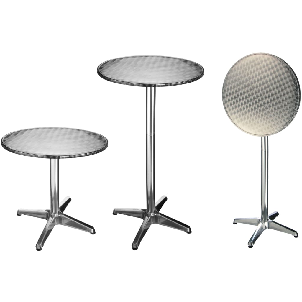 HI Hopfällbart cafébord/barbord i aluminium runt 60x60x(58-115) cm