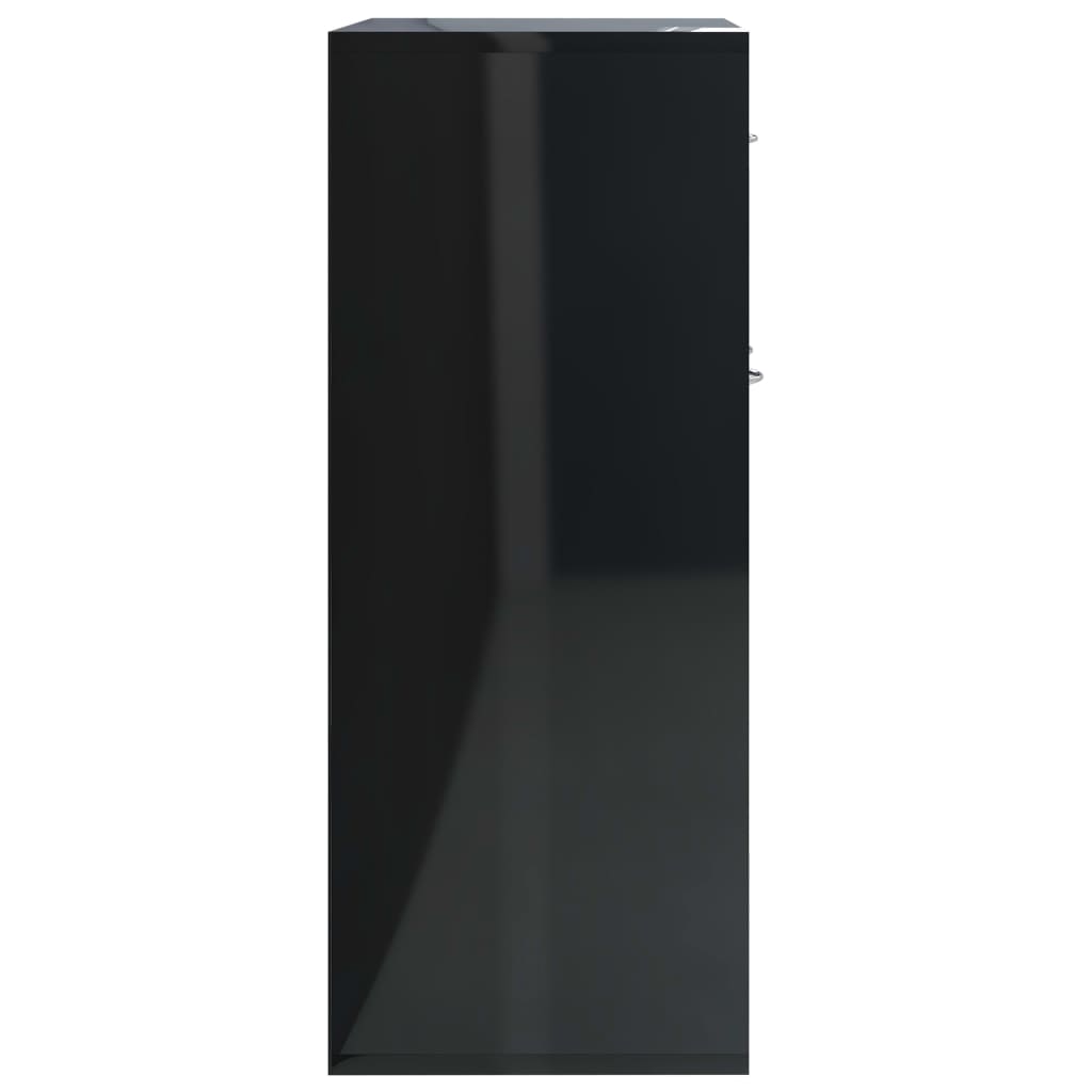 vidaXL Skänk svart högglans 88x30x70 cm spånskiva