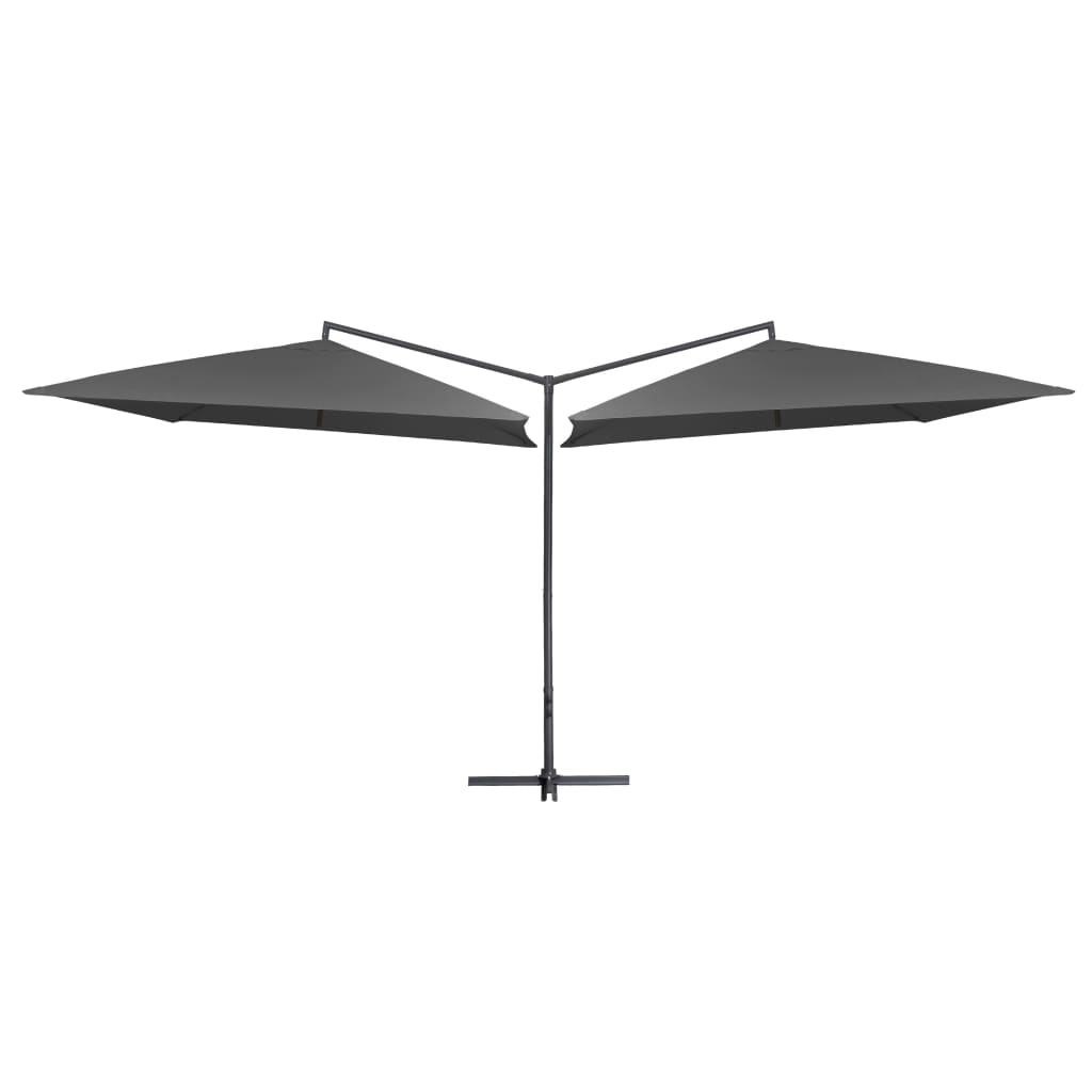 vidaXL Dubbelt parasoll med stålstång 250x250 cm antracit