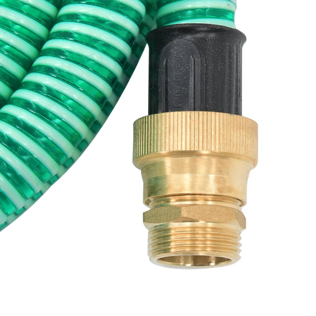 vidaXL Sugslang med kopplingar mässing grön 1,1" 4 m PVC