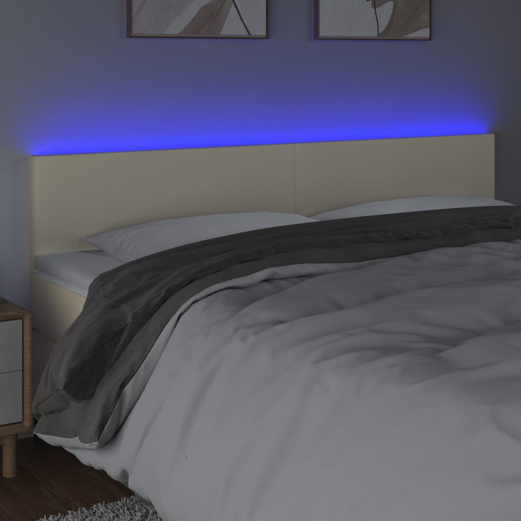 vidaXL Sänggavel LED gräddvit 180x5x78/88 cm konstläder