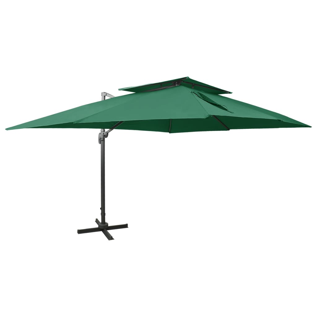 vidaXL Frihängande parasoll med ventilation grön 400x300 cm