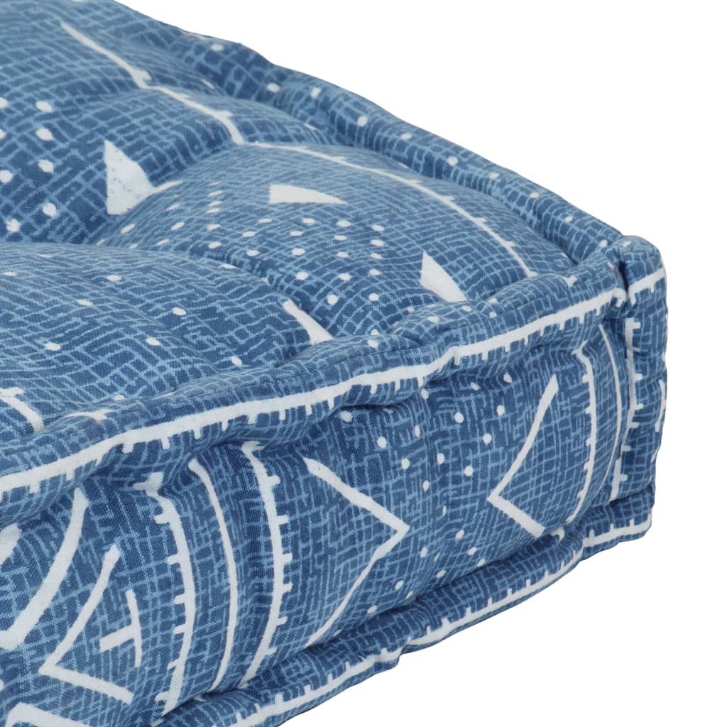 vidaXL Sittpuff mönster fyrkantig handgjord 50x50x12 cm blå