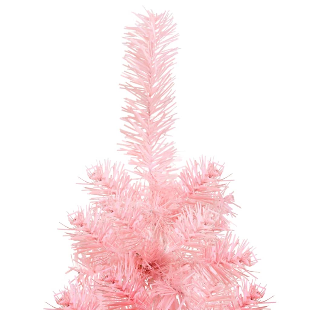 vidaXL Smal halv plastgran med stativ rosa 180 cm