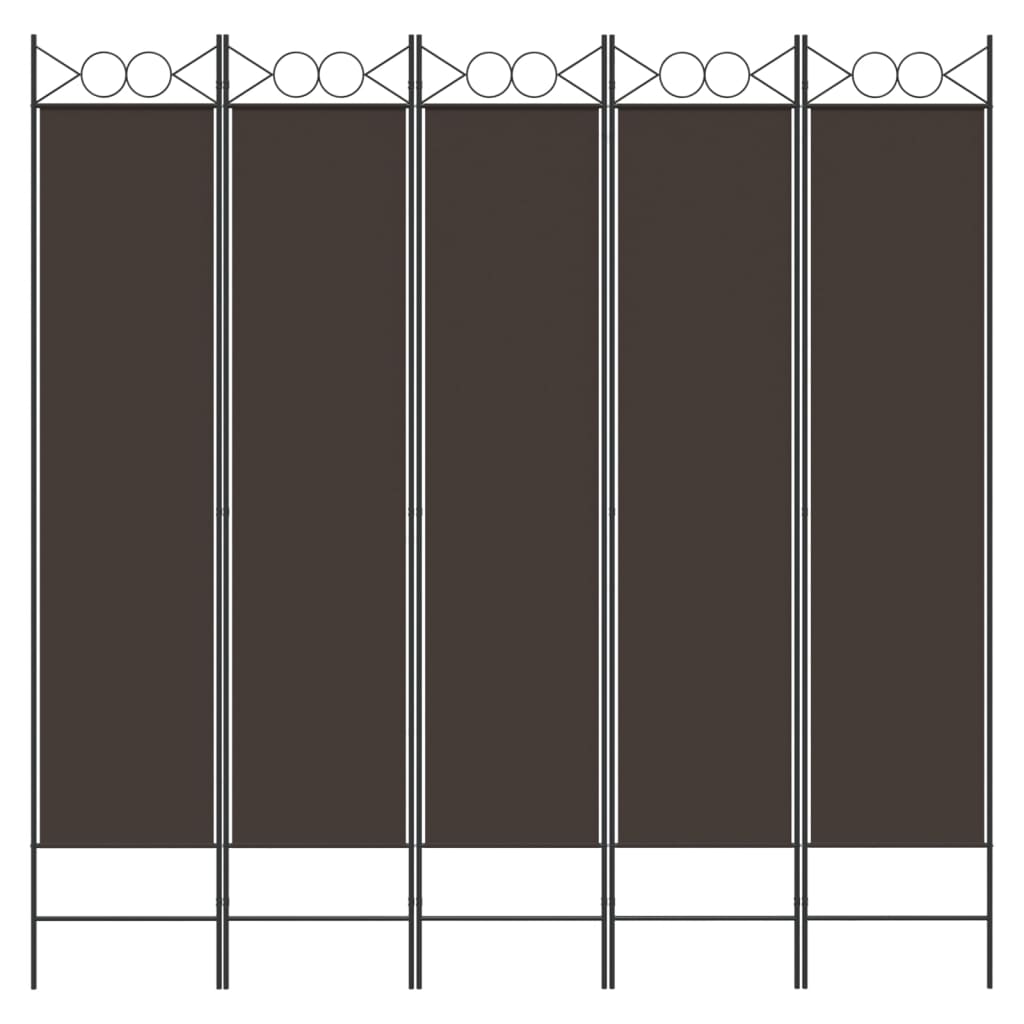 vidaXL Rumsavdelare 5 paneler brun 200x200 cm tyg