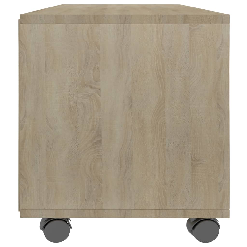 vidaXL Tv-bänk med hjul vit och sonoma-ek 90x35x35 cm konstruerat trä