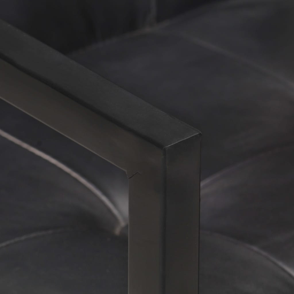 vidaXL Fribärande matstolar 2 st svart äkta läder