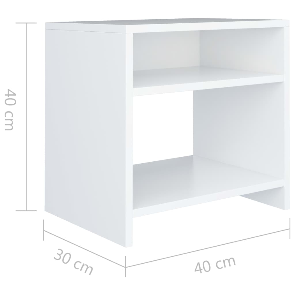 vidaXL Sängbord vit 40x30x40 cm konstruerat trä