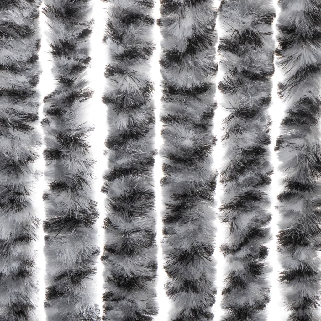 vidaXL Insektsgardin grå och svart och vit 90x220 cm chenille