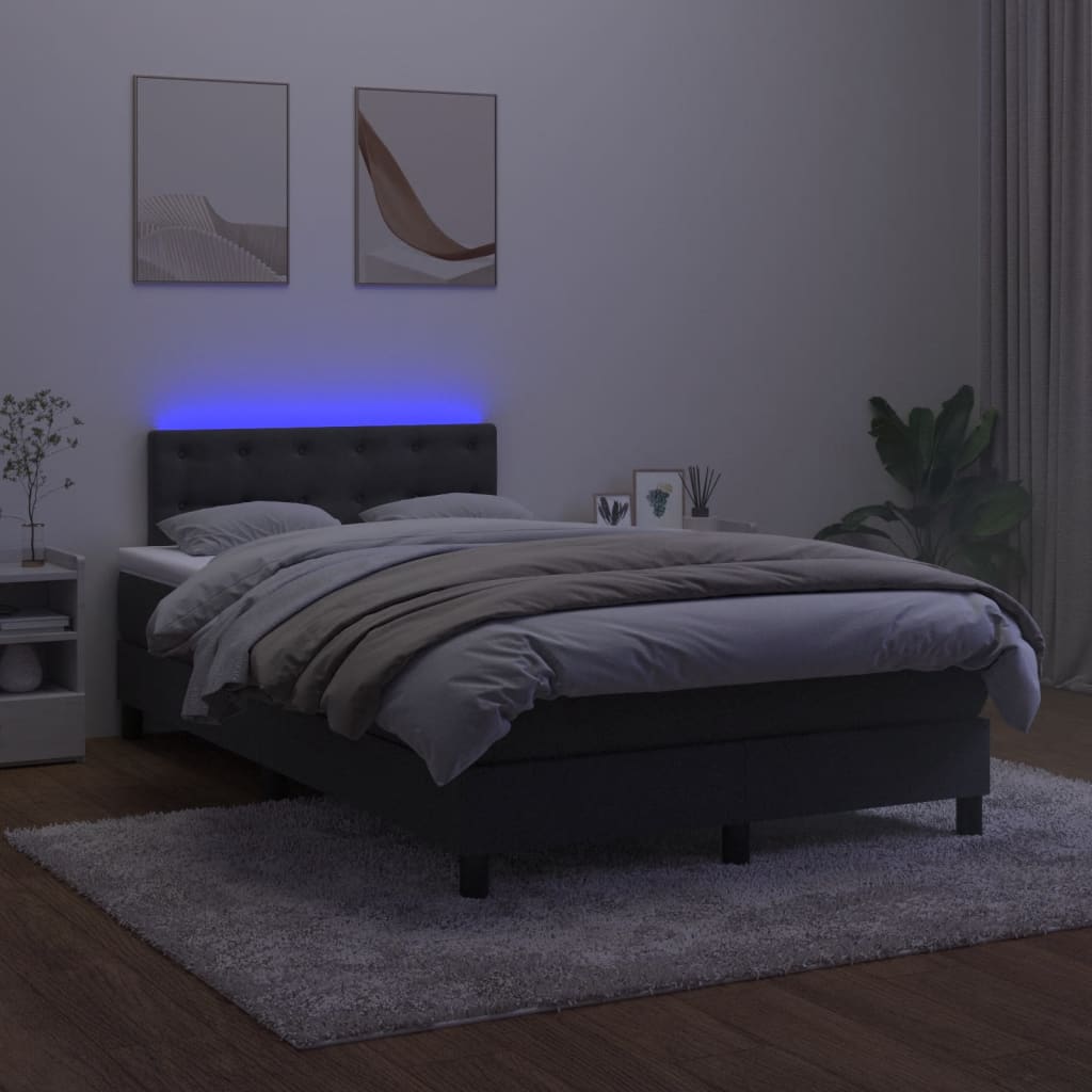 vidaXL Ramsäng med madrass & LED svart 120x200 cm sammet