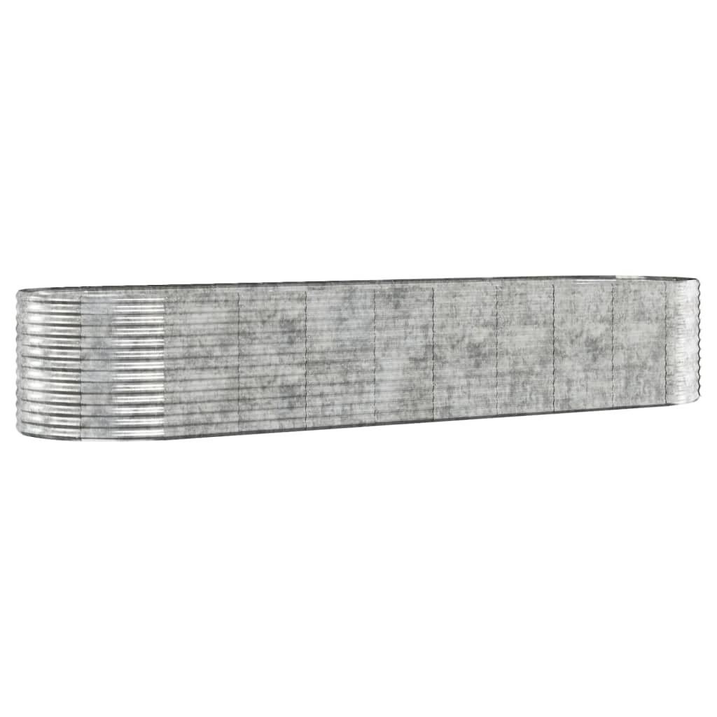 vidaXL Odlingslåda pulverlackerat stål 396x100x68 cm silver