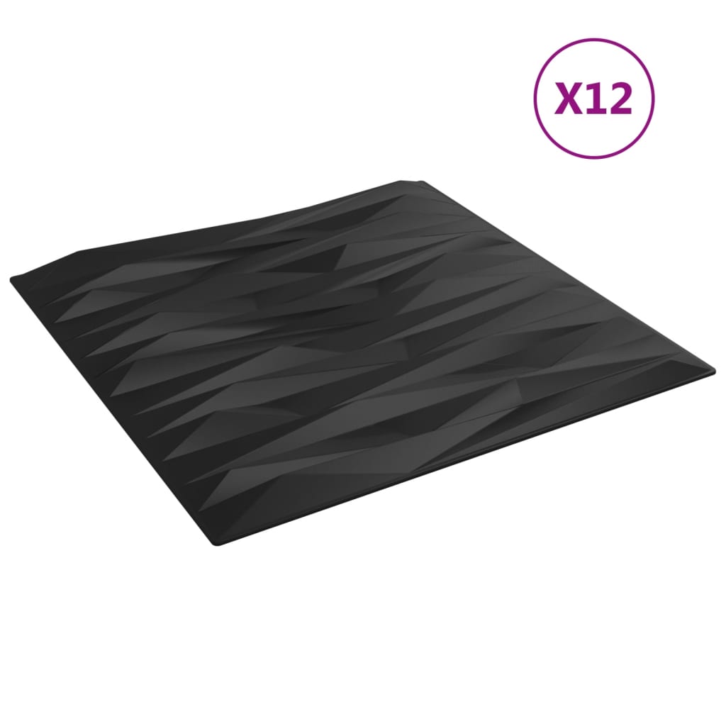 vidaXL Väggpaneler 12 st svart 50x50 cm XPS 3 m² sten