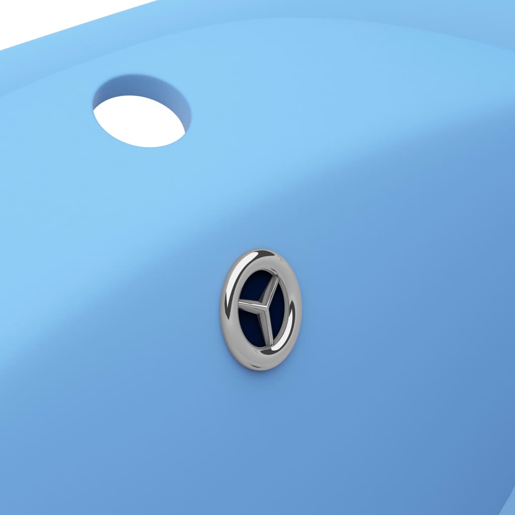 vidaXL Ovalt handfat med bräddavlopp matt ljusblå 58,5x39 cm keramik