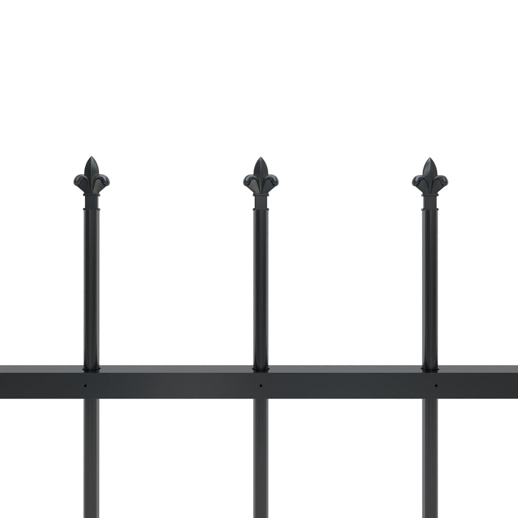 vidaXL Trädgårdsstaket med spjuttopp stål 3,4x1,2 m svart