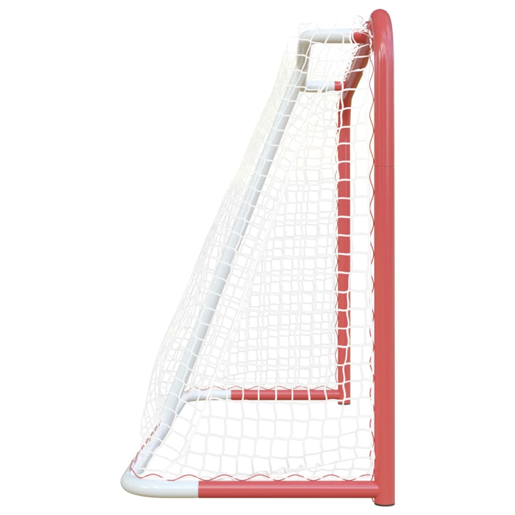 vidaXL Hockeymål med nät röd & vit 153x60x118 cm stål & polyester