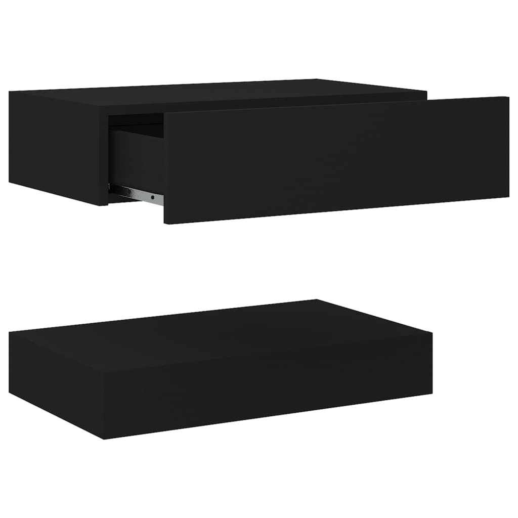 vidaXL Sängbord 2 st svart 60x35 cm konstruerat trä