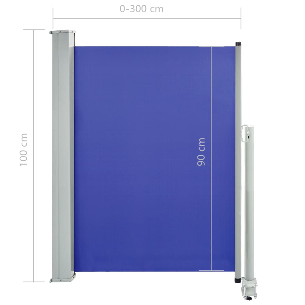 vidaXL Infällbar sidomarkis 100x300 cm blå