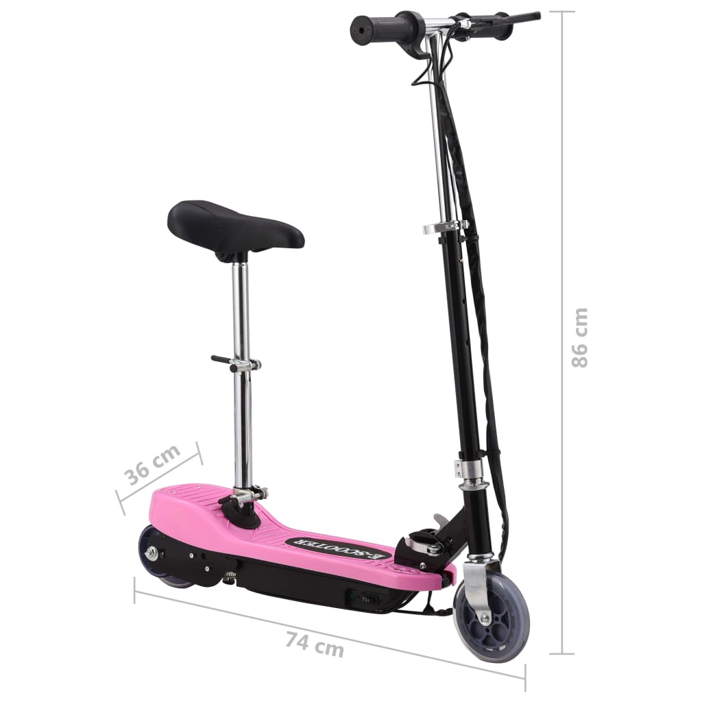 vidaXL Elektrisk sparkcykel med sadel 120 W rosa