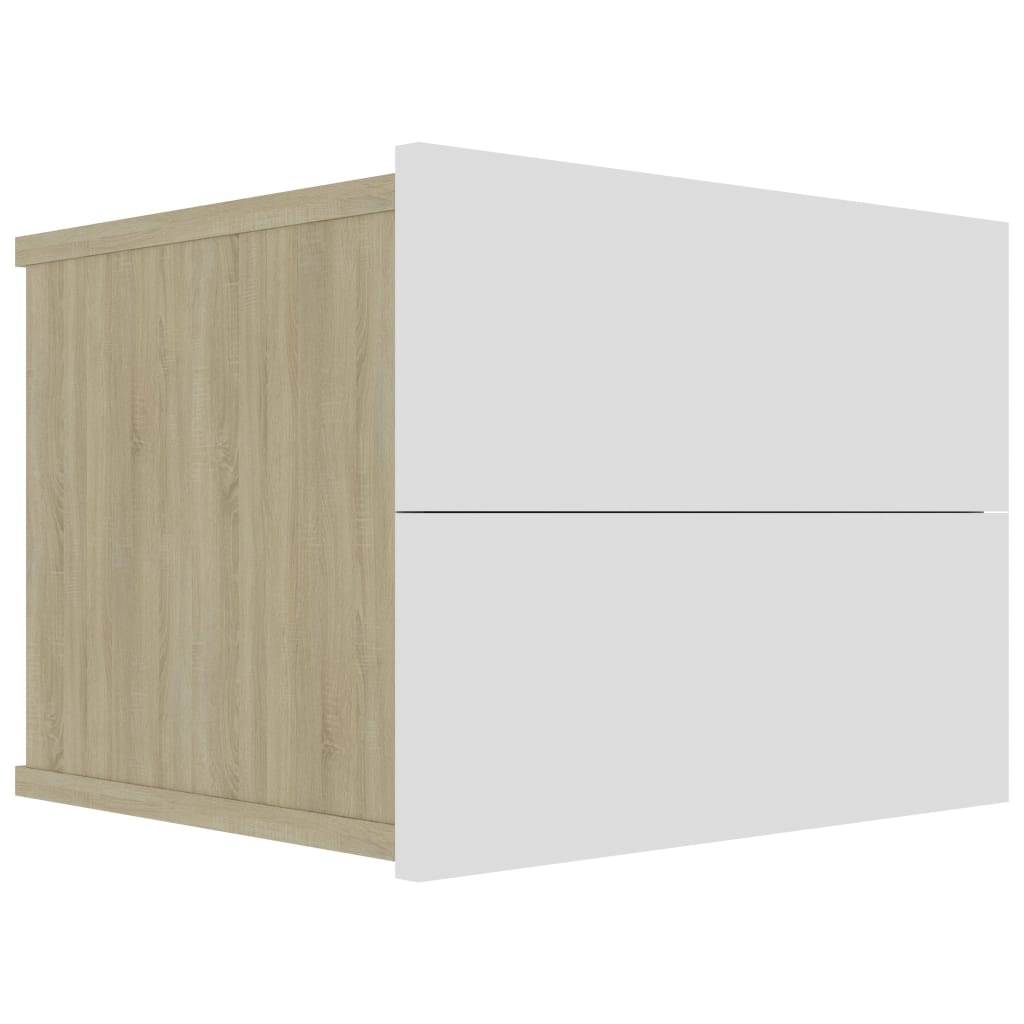 vidaXL Sängbord vit och sonoma-ek 40x30x30 cm konstruerat trä