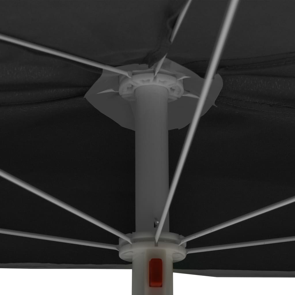 vidaXL Halvrunt parasoll med stång 180x90 cm antracit