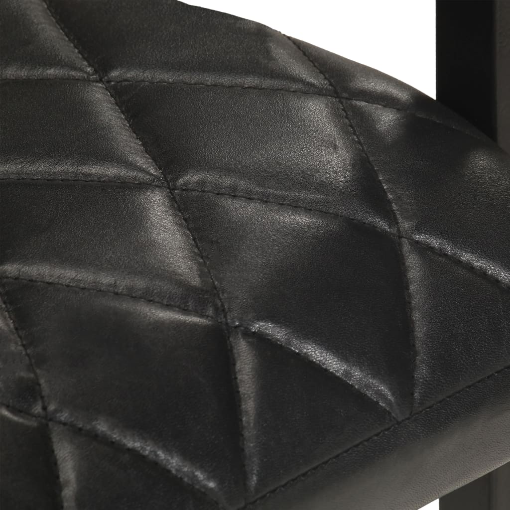 vidaXL Fribärande matstolar 4 st svart äkta läder