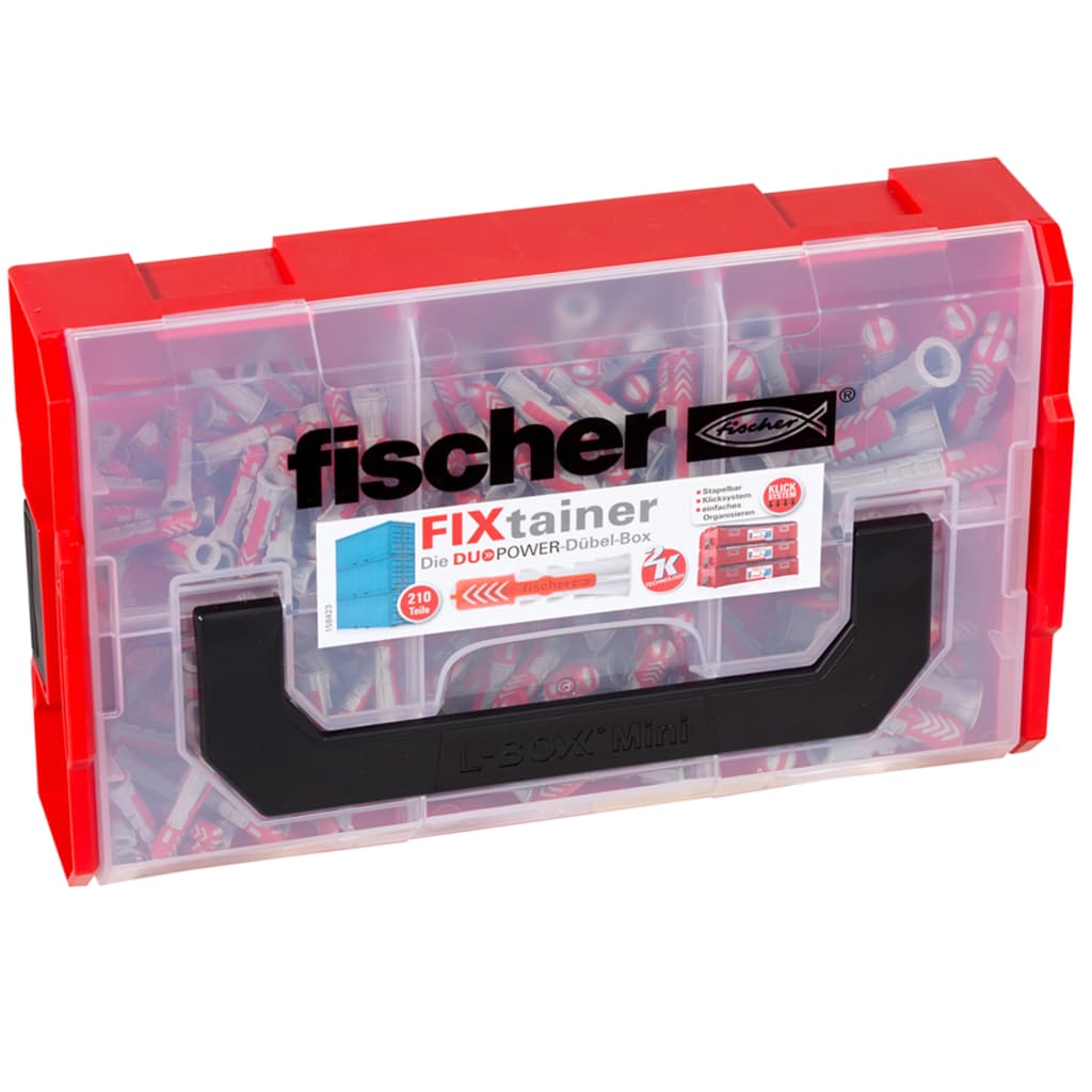 Fischer Sortimentlåda med väggplugg FIXtainer DUOPOWER 210 delar