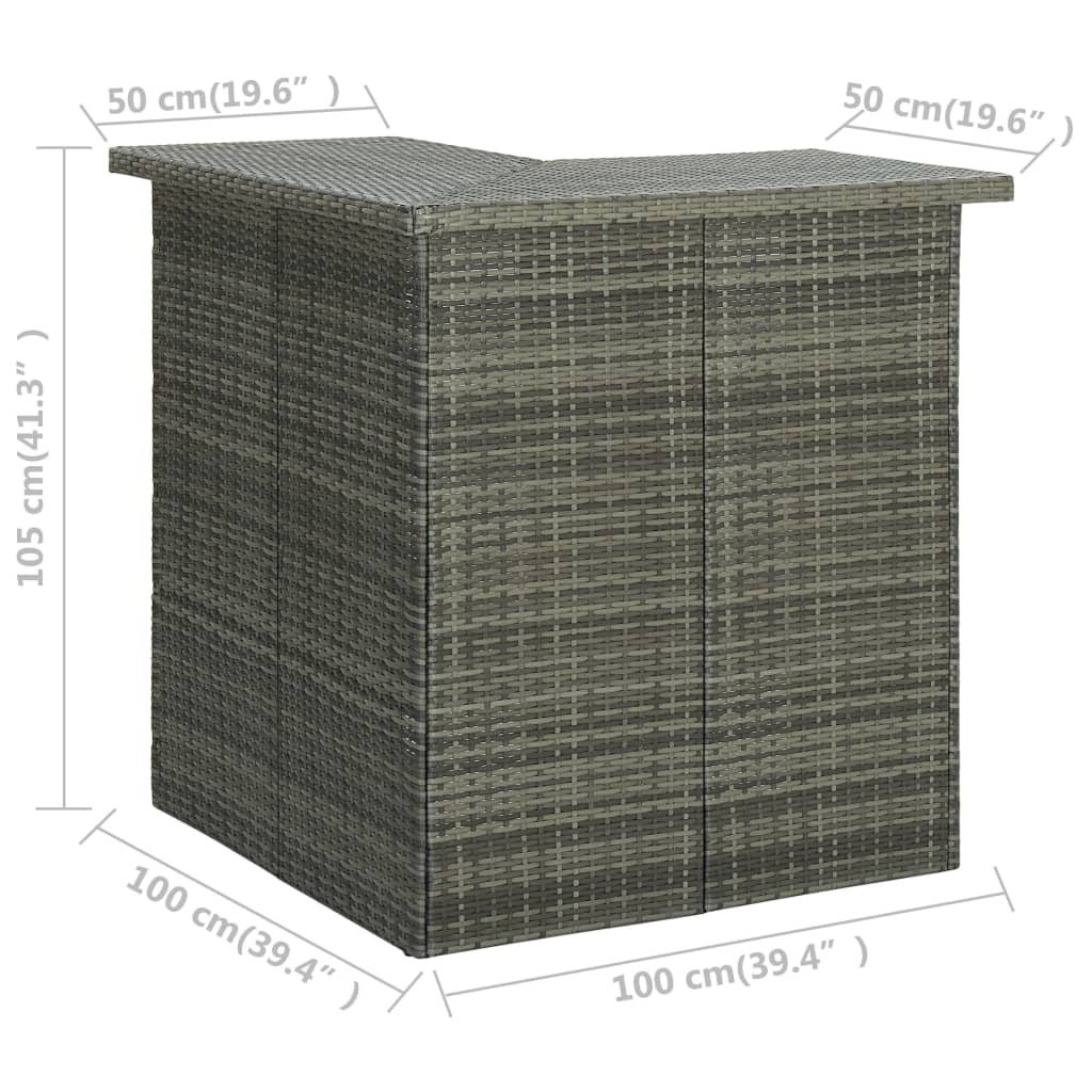 vidaXL Hörnbar grå 100x50x105 cm konstrotting