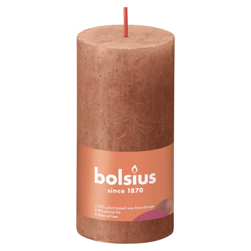 Bolsius Rustika blockljus 8-pack 100x50 mm rustik rosa