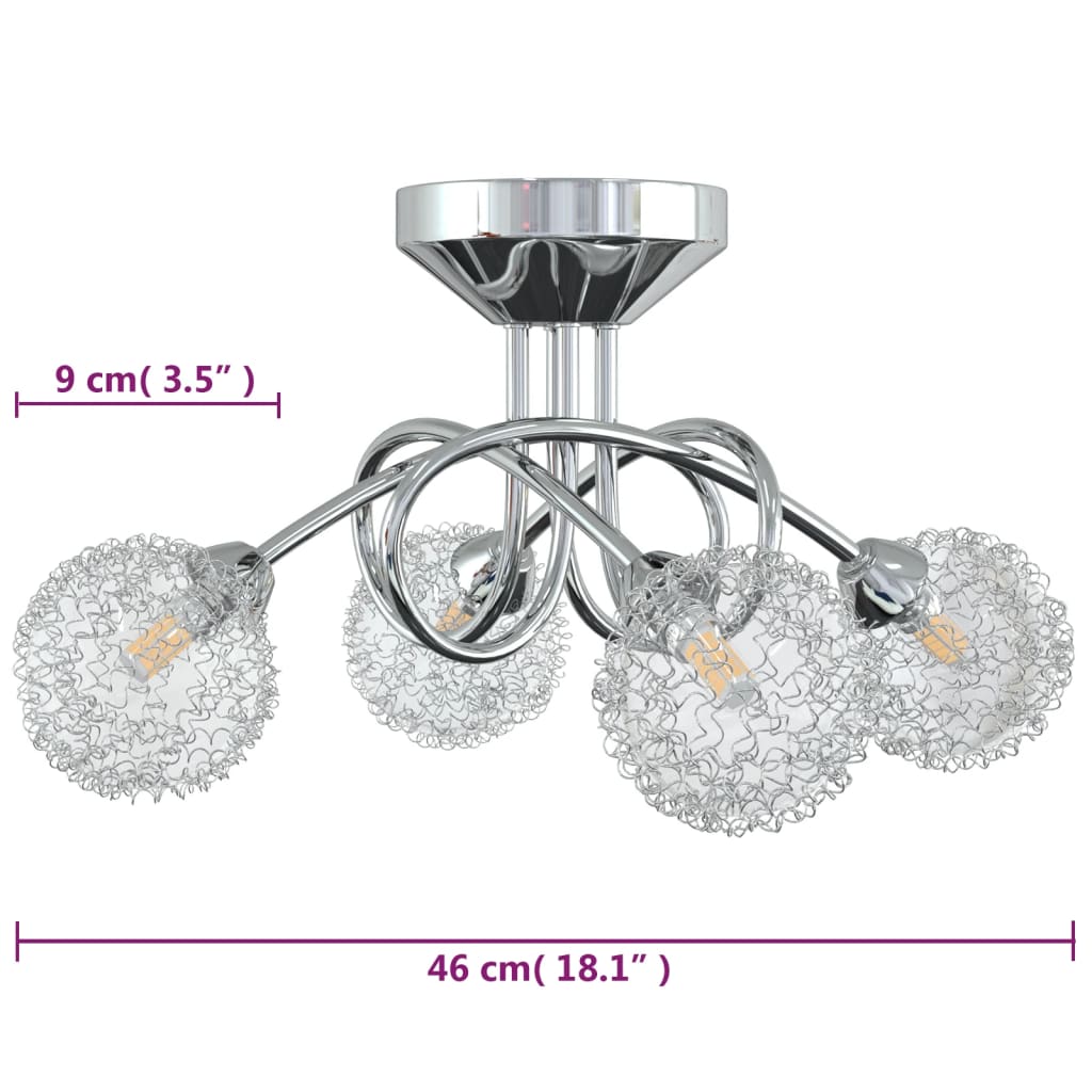 vidaXL Taklampa med lampskärmar i tråd för 4 G9 LED-lampor
