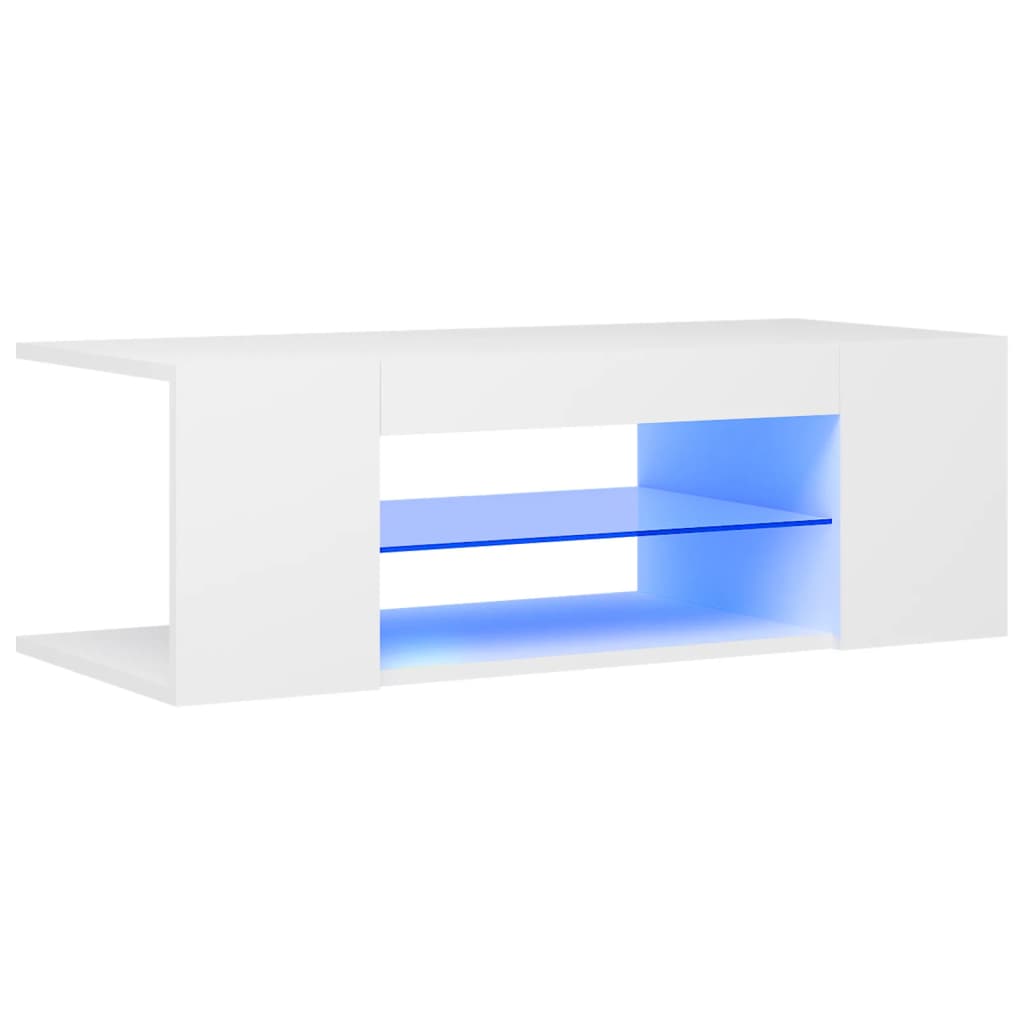 vidaXL TV-bänk med LED-belysning vit 90x39x30 cm