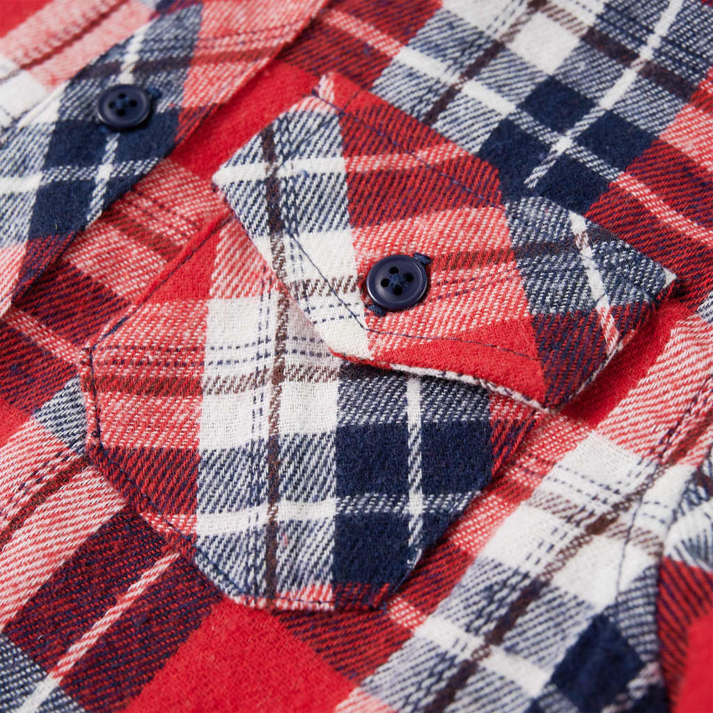 Flanellskjorta för barn röd och marinblå 92