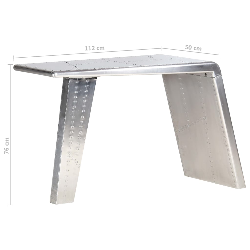 vidaXL Skrivbord flygplansdesign silver 112x50x76 cm metall