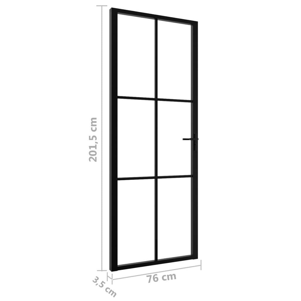 vidaXL Innerdörr ESG-glas och aluminium 76x201,5 cm svart