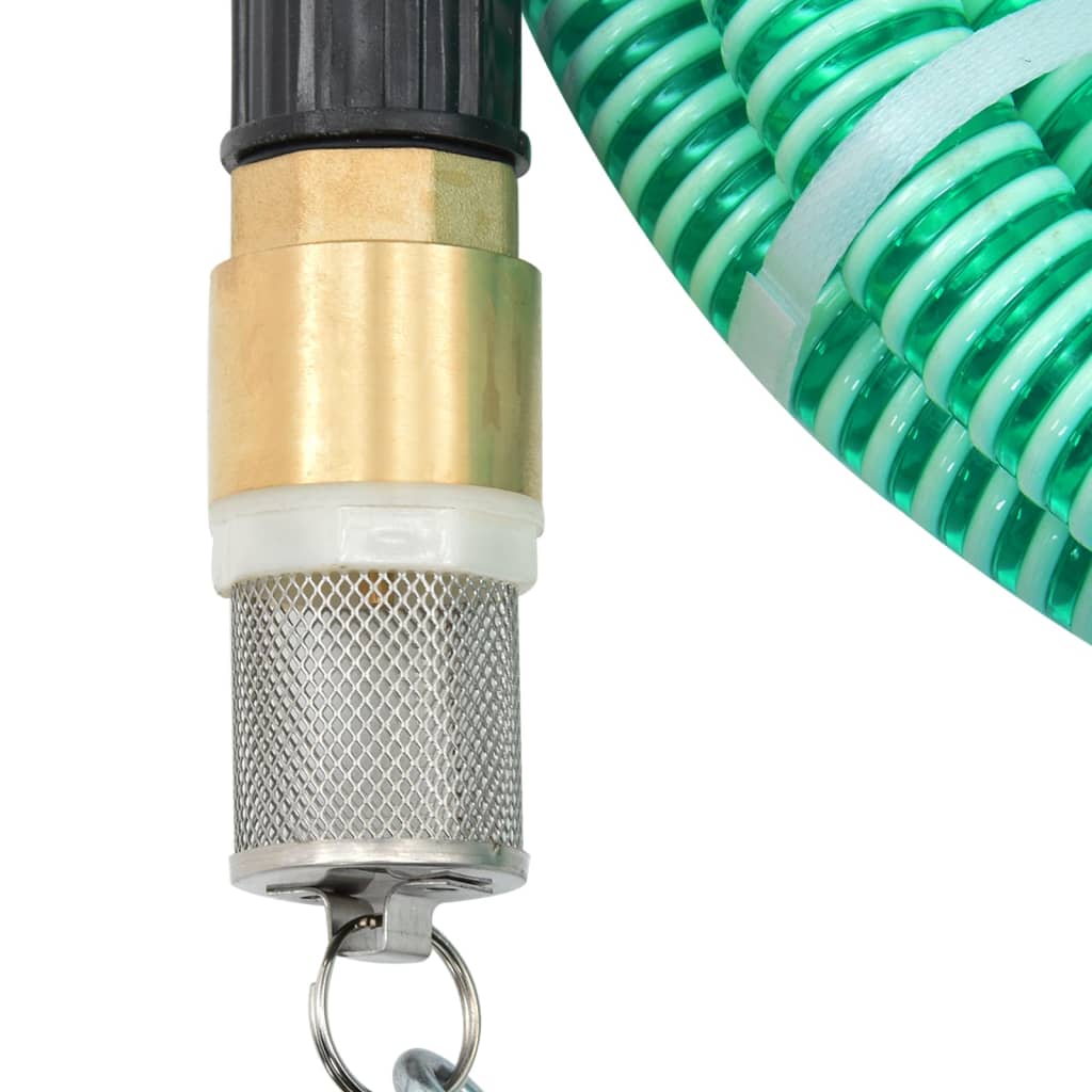 vidaXL Sugslang med kopplingar mässing grön 1,1" 10 m PVC