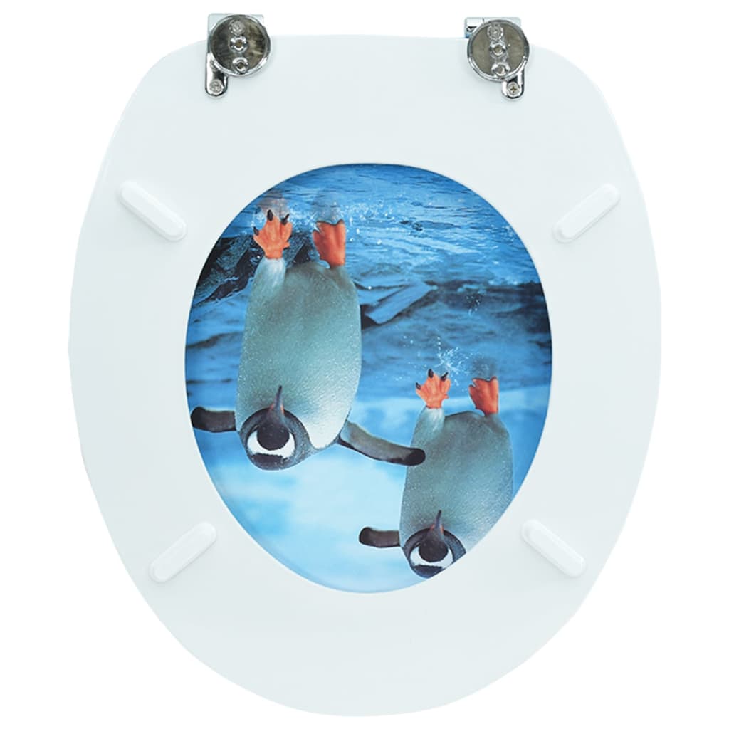 vidaXL Toalettsits med lock MDF pingvin