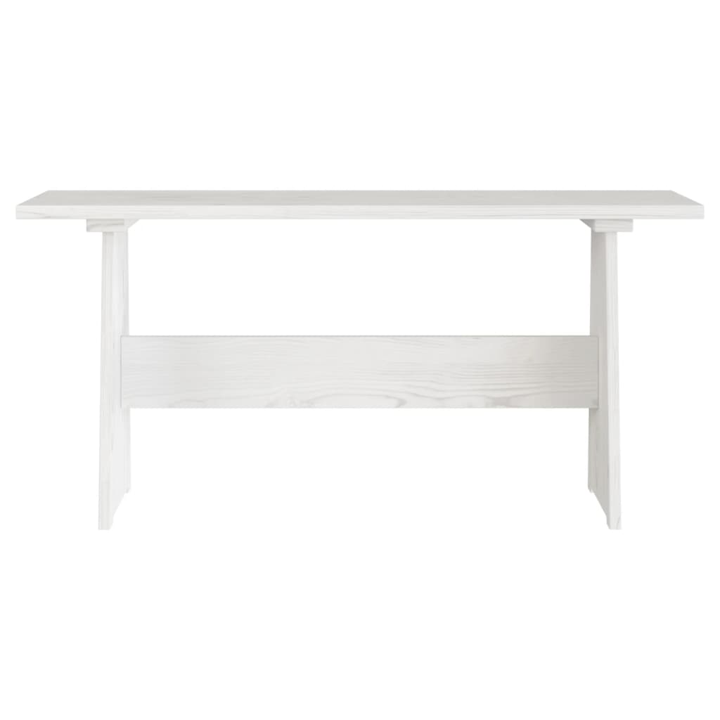 vidaXL Matbord med bänk vit massiv furu