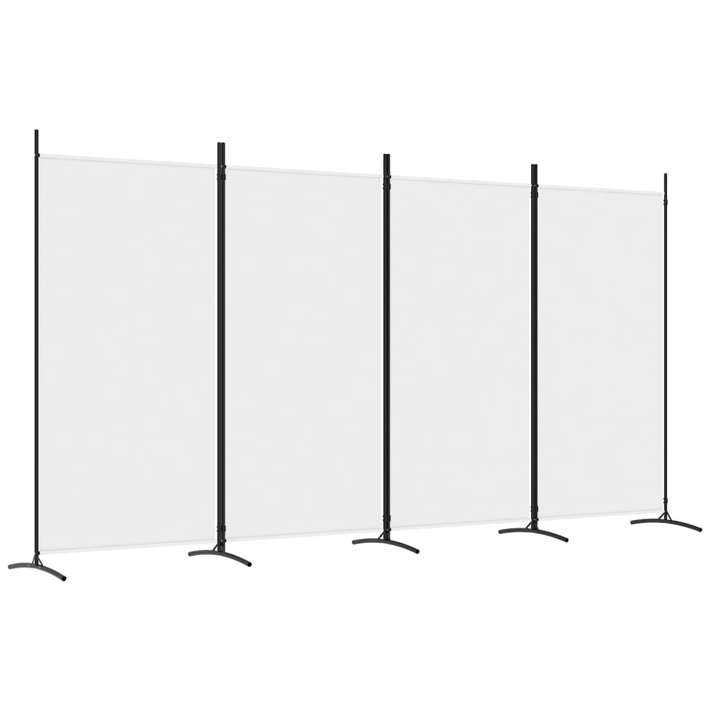 vidaXL Rumsavdelare 4 paneler vit 346x180 cm tyg