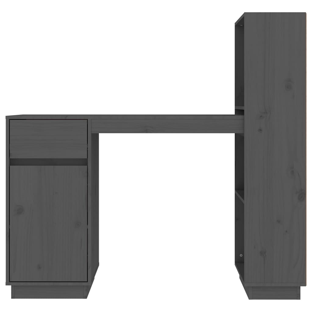 vidaXL Skrivbord grå 110x53x117 cm massiv furu