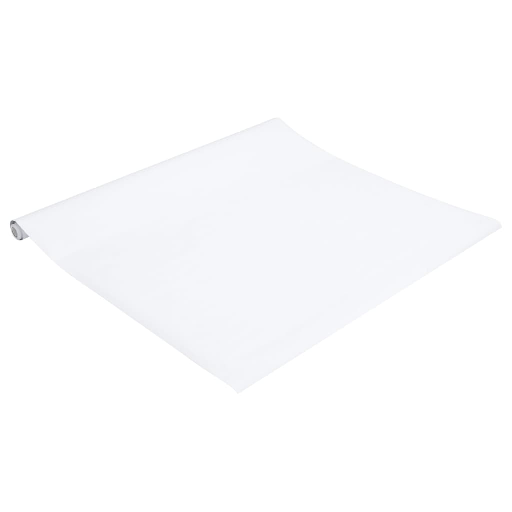 vidaXL Möbeldekal självhäftande matt vit 90x500 cm PVC