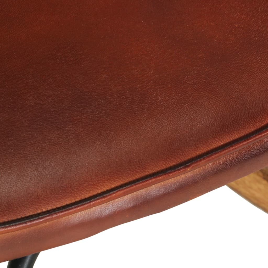 vidaXL Gungstol med fotpall brun äkta läder