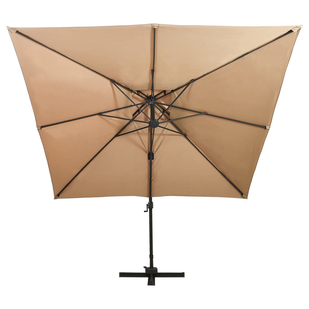vidaXL Frihängande parasoll med ventilation 300x300 cm taupe