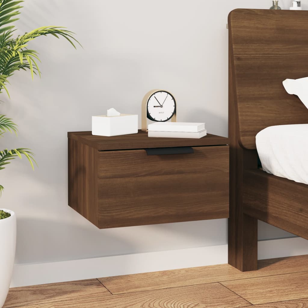 vidaXL Väggmonterat sängbord brun ek 34x30x20 cm
