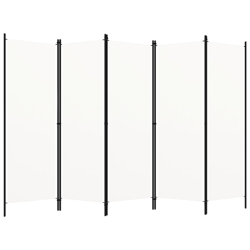 vidaXL Rumsavdelare 5 paneler vit 250x180 cm