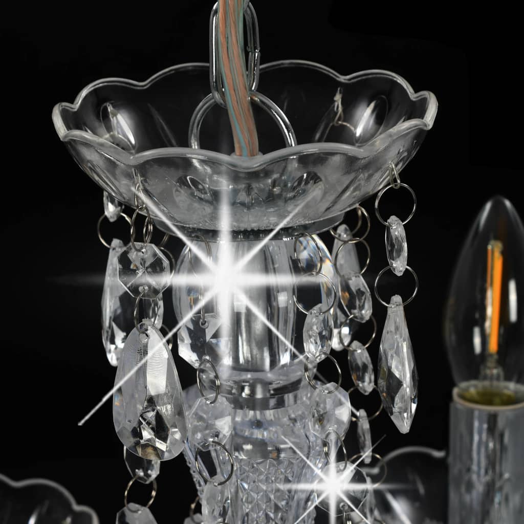 vidaXL Takkrona med kristallpärlor silver rund 5 x E14