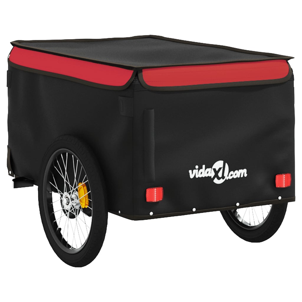 vidaXL Cykelvagn svart och röd 30 kg järn