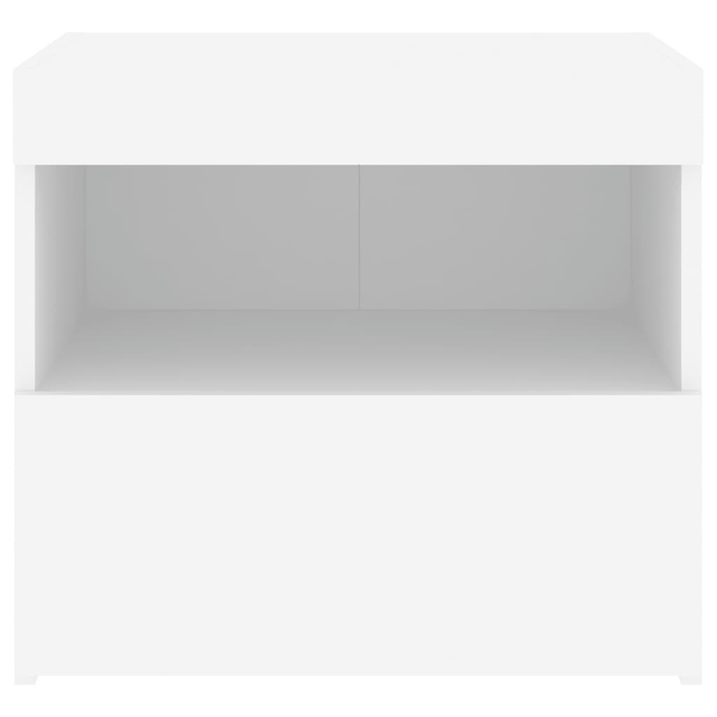 vidaXL Sängbord med LED vit 50x40x45 cm