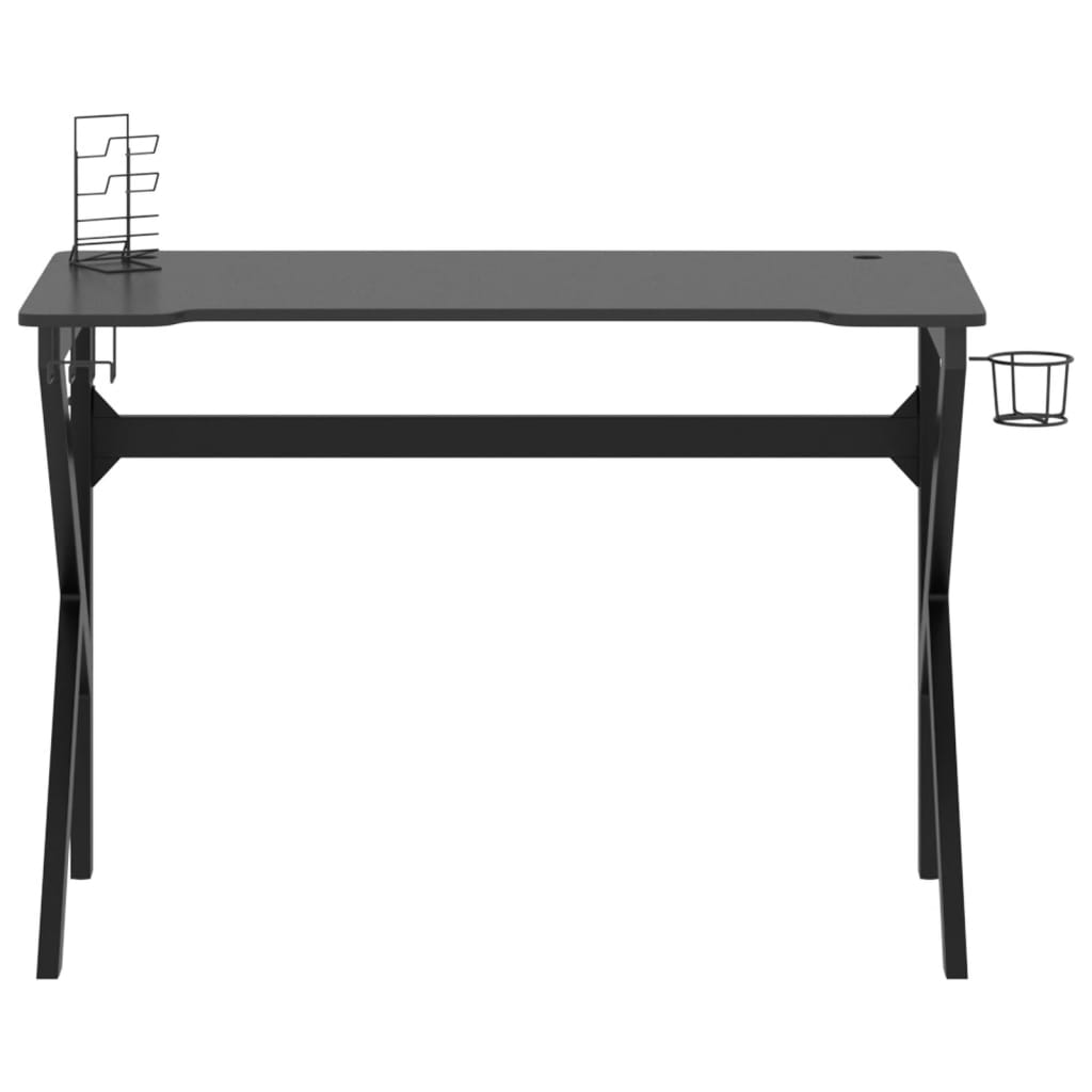 vidaXL Gamingskrivbord med K-formade ben svart 110x60x75 cm