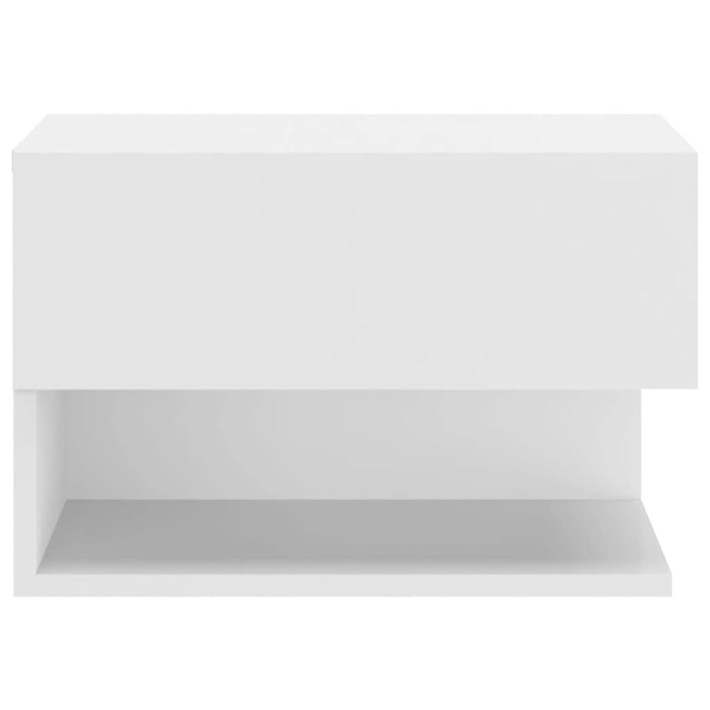 vidaXL Väggmonterat sängbord vit högglans